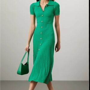Sandro Loren Green Knit Midi Dress small